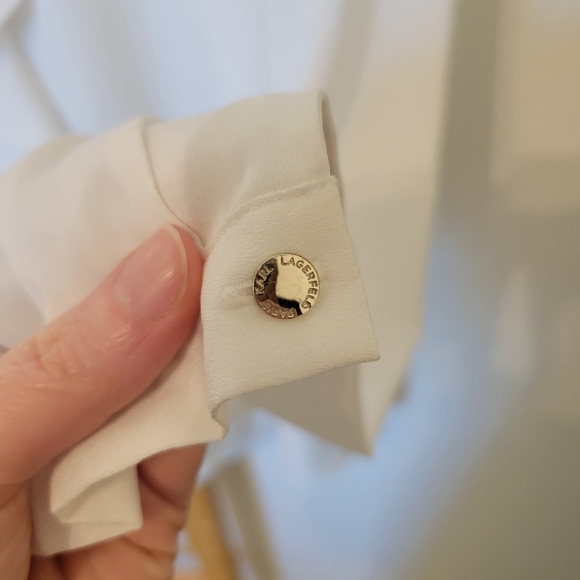 Karl Lagerfeld Women's White Ruffle Top Large - Picture 3 of 7